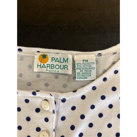 Palm Harbour Petite Polka Dot Cap Sleeve Henley Blouse PM - Picture 3 of 5